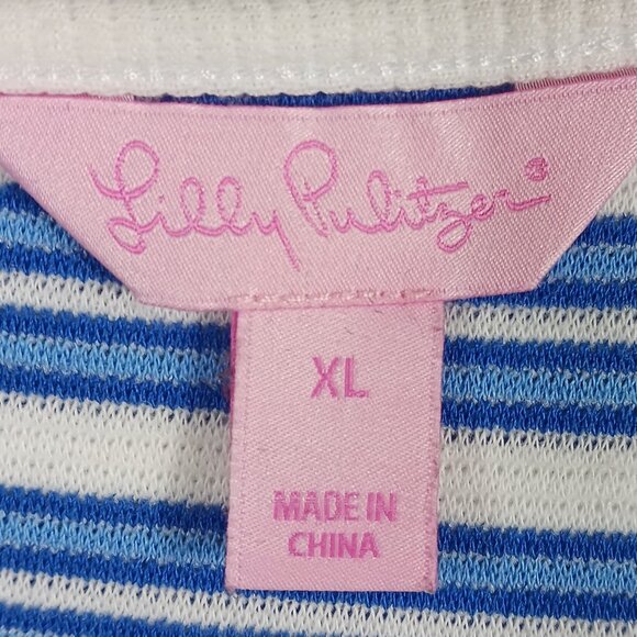 Lilly Pulitzer, Lyla Shift Dress Bay Blue Ottoman Stripe #16817 Sz XL Sleeveless - Picture 2 of 15